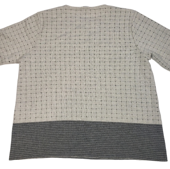 Guido Pisani Wool Blend Knit Sweater Sz 2X Gray Black Checked Striped Italy Made - Picture 5 of 11
